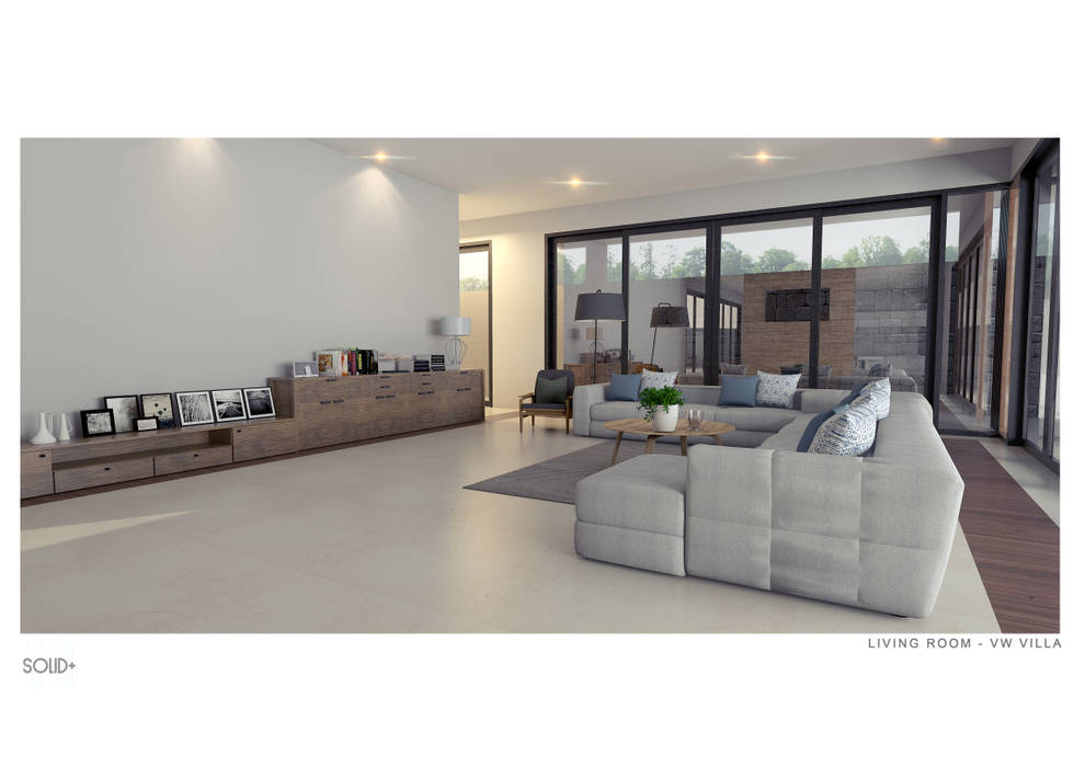 Ruang Keluarga :modern oleh Solid+ Design Studio, Modern architecture,interior,scandinavian,grey