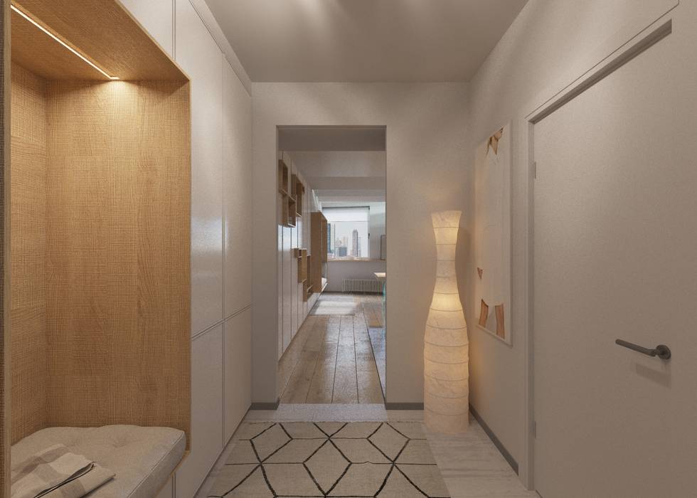 КВАРТИРА СТУДИЯ. ЖК АРТЕК, LUXEMBURG LUXEMBURG Minimalist corridor, hallway & stairs Wood Wood effect