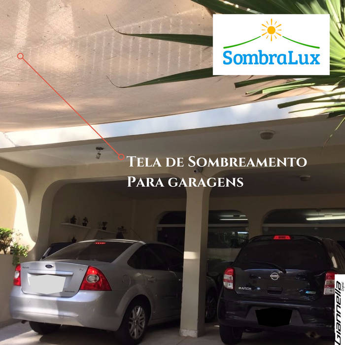 Garagem Com Toldo Estilo Vela homify Garagens duplas Compósito de madeira e plástico