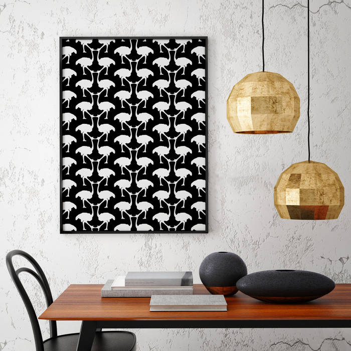 OSTRICH Wallpaper - Black homify Стіни Папір Шпалери