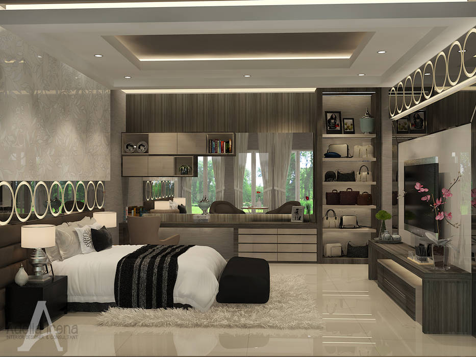 Master Bedroom, PEKA INTERIOR PEKA INTERIOR Kamar Tidur Modern Kaca backdrop,master bedroom,bedroom,dressing table,modern