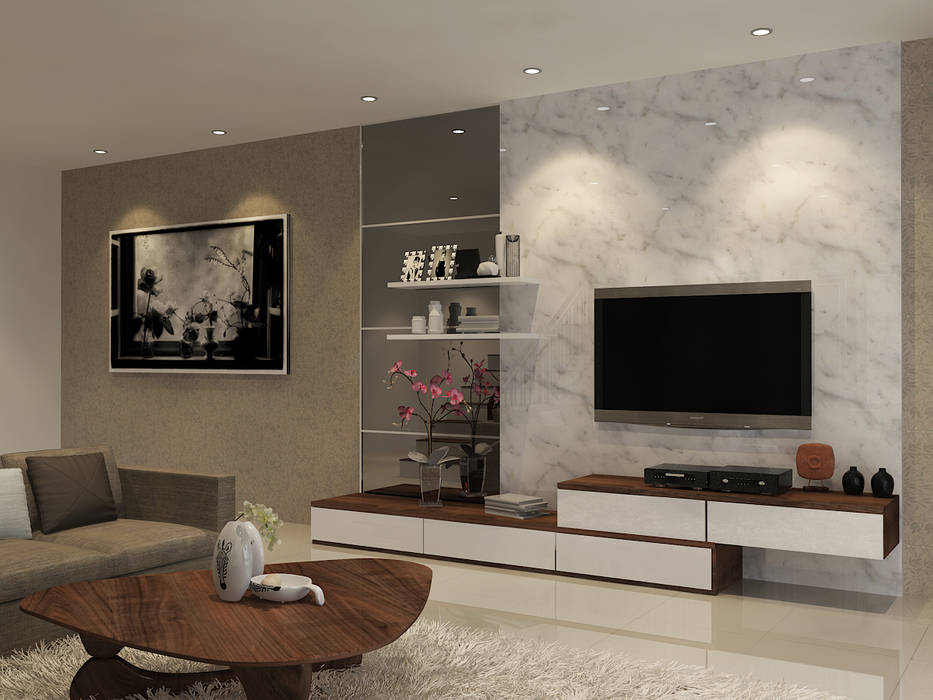 Living Room, PEKA INTERIOR PEKA INTERIOR Ruang Keluarga Modern Granit tv cabinet,backdrop,living room,modern