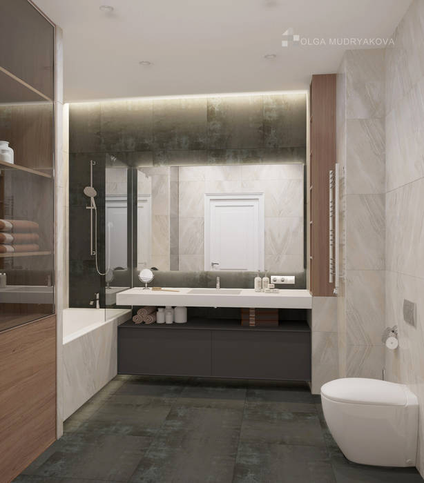 Санузел в современном стиле Design interior OLGA MUDRYAKOVA Ванная комната в стиле модерн Плитка
