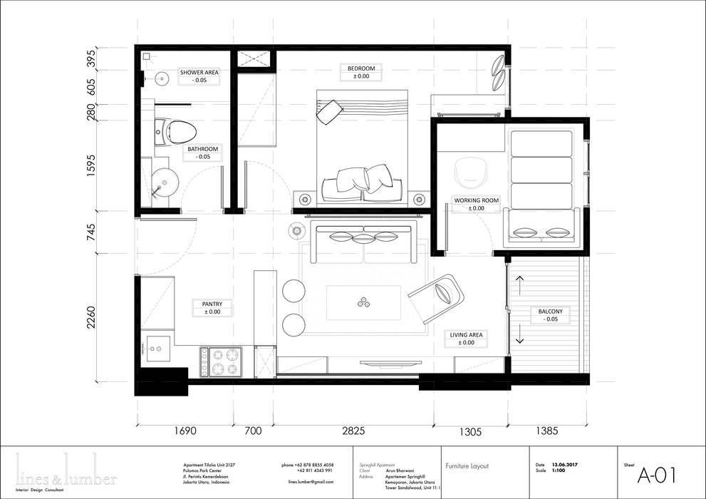 Studio Apartment, Sandalwood Springhill , Lines & Lumber Lines & Lumber Rustic style walls & floors