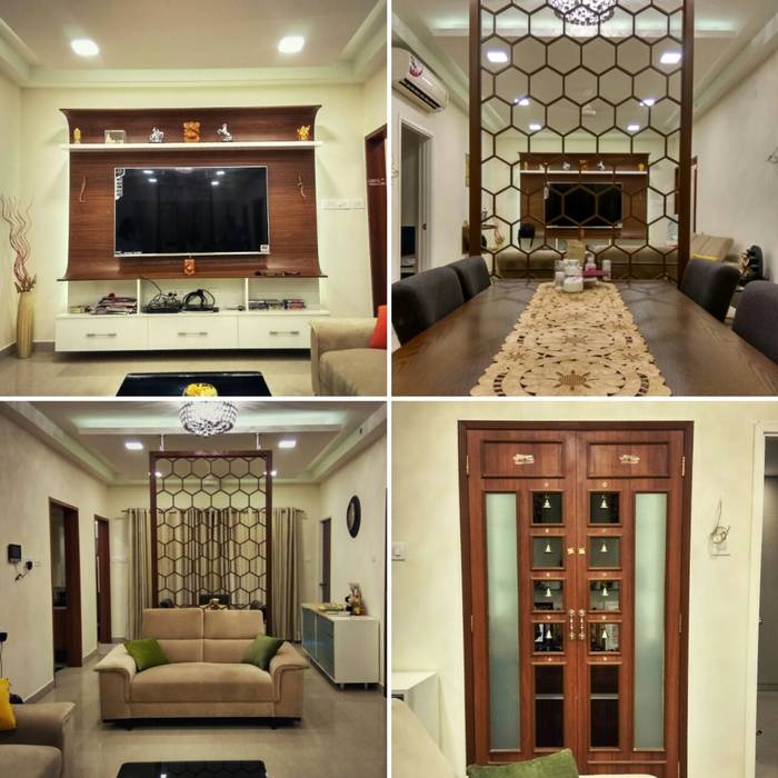 Living Room And Pooja Room Modern Living Room By Woodlife