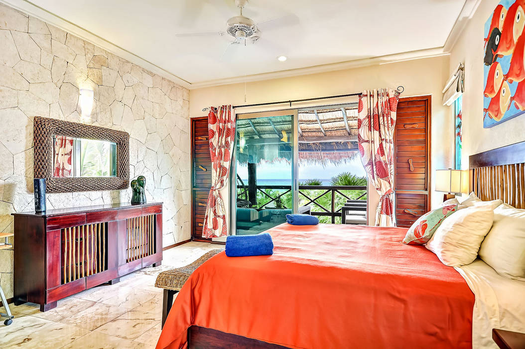 Sombras del viento, DHI Riviera Maya Architects & Contractors DHI Riviera Maya Architects & Contractors Tropical style bedroom