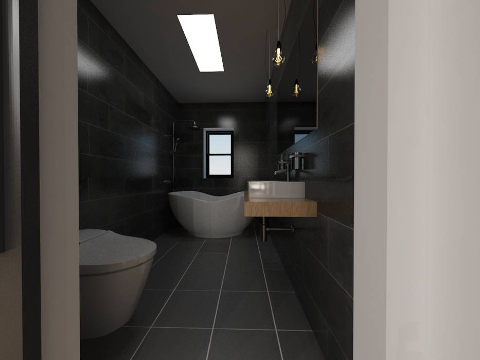두공간을-- 한공간으로 인테리어 디자인, 디자인 이업 디자인 이업 모던스타일 욕실 세라믹