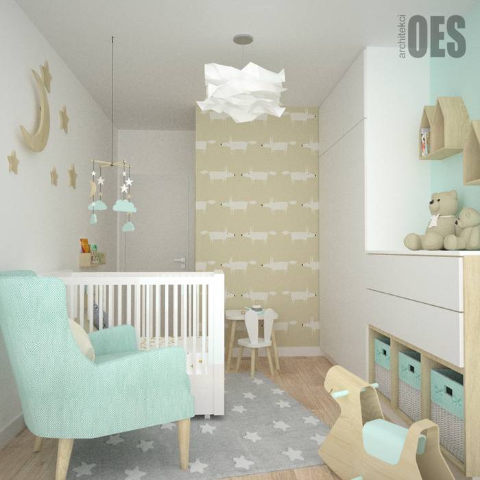 Miętowy pokój, OES architekci OES architekci Modern nursery/kids room Sandstone