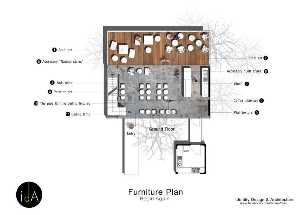 ร้านกาแฟ Begin Again, Identity Design & Architecture Part.,Ltd Identity Design & Architecture Part.,Ltd เรือนกระจก