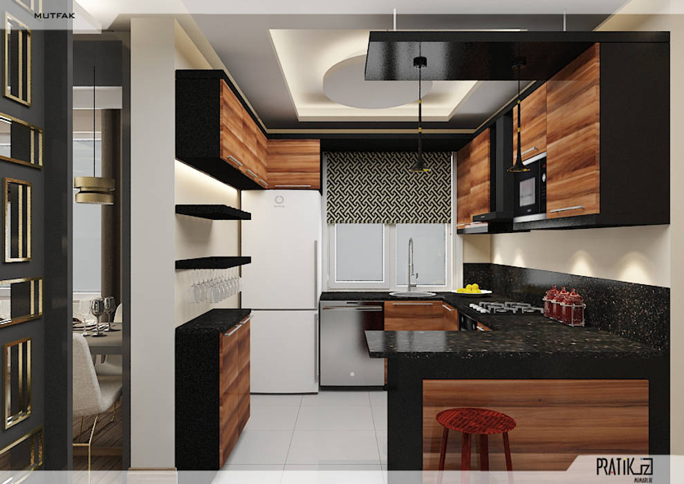 Aker Evi- Antalya, PRATIKIZ MIMARLIK/ ARCHITECTURE PRATIKIZ MIMARLIK/ ARCHITECTURE Small kitchens MDF