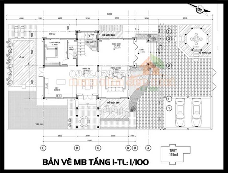 Bản vẽ phương án mặt bằng tầng 1 Công ty TNHH TKXD Nhà Đẹp Mới Biệt thự