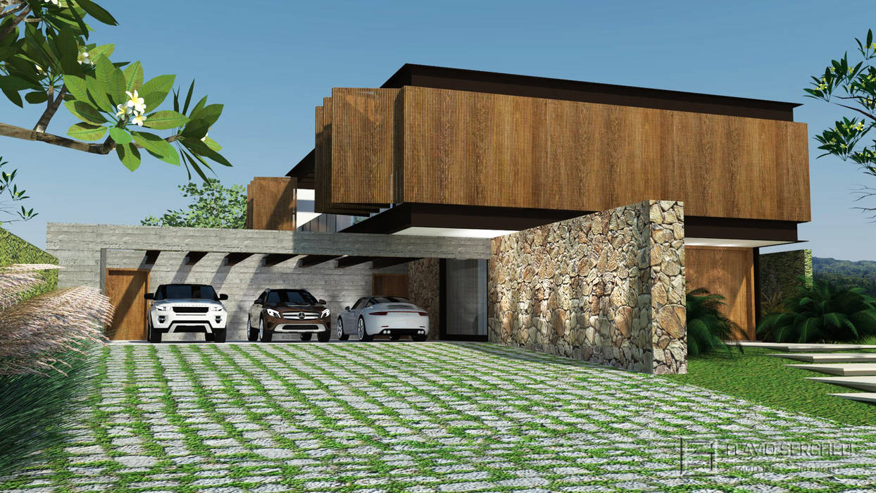 Residencia TB, Assis Sercheli Arquitetura Assis Sercheli Arquitetura Terrace house Stone