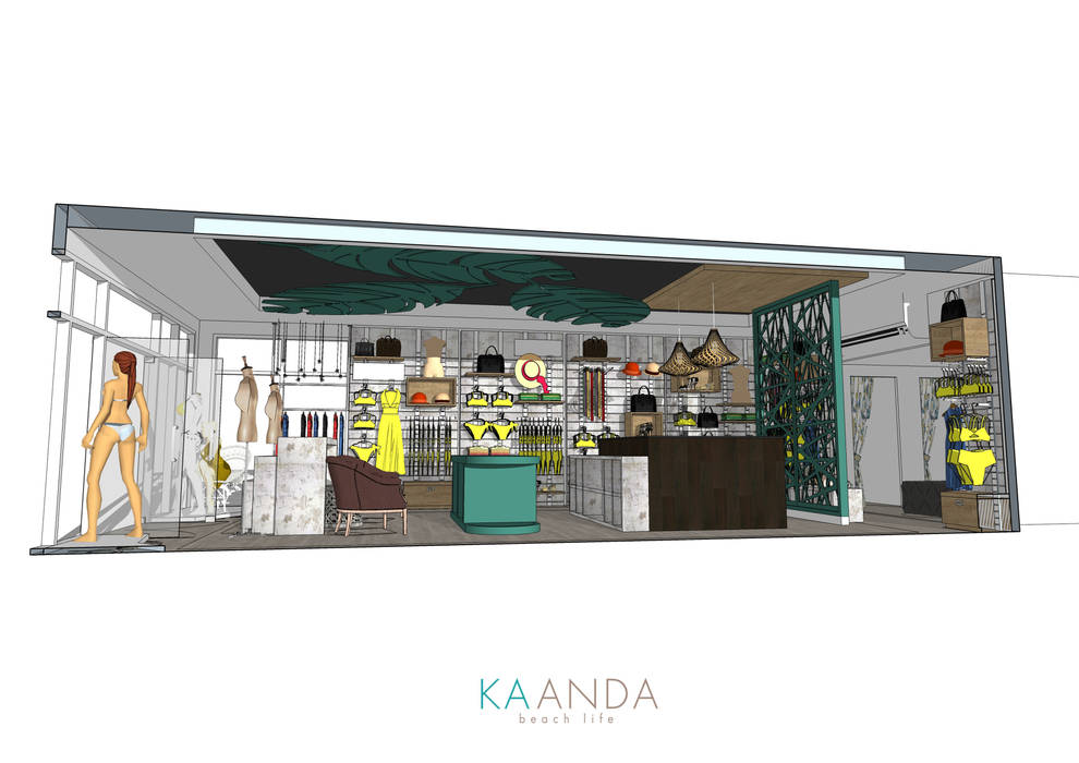 Kaanda bikini shop, Identity Design & Architecture Part.,Ltd Identity Design & Architecture Part.,Ltd พื้นที่เชิงพาณิชย์ อาคารสำนักงาน ร้านค้า