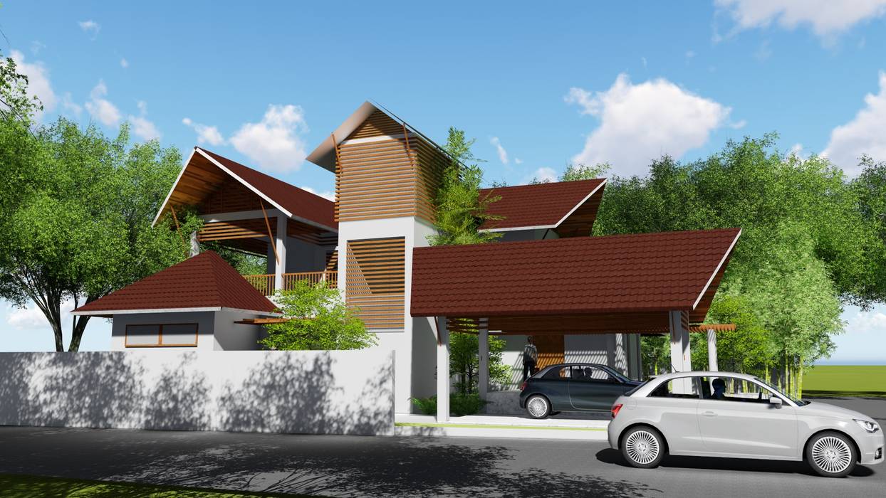 ANIL KUMAR RESIDENCE, GREENcanopy innovations GREENcanopy innovations Prefabricated Garage