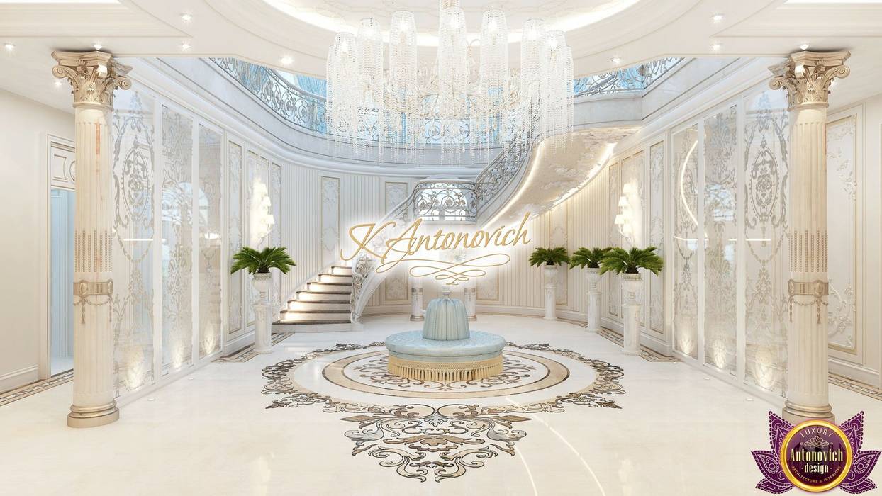 ​Luxury Interior from designer Katrina Antonovich, Luxury Antonovich Design Luxury Antonovich Design Couloir, entrée, escaliers modernes