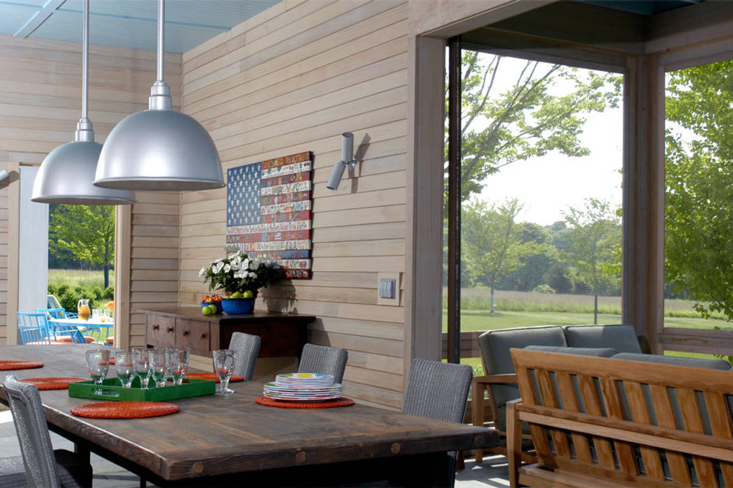 Town Lane Residence, Amagansett, NY BILLINKOFF ARCHITECTURE PLLC Country style balcony, veranda & terrace