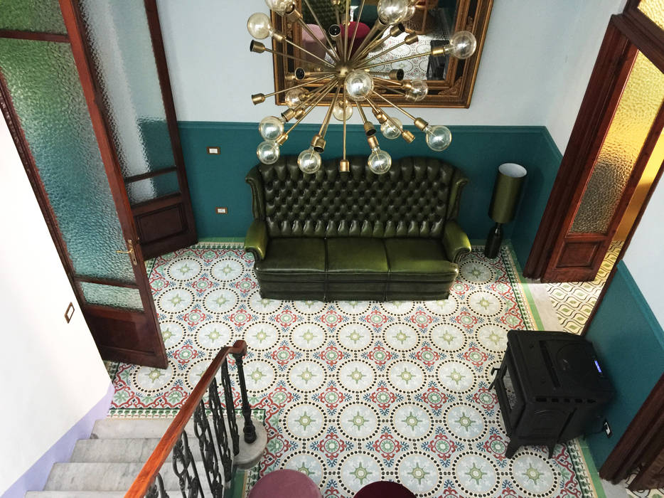 Articima Zementfliesen, Sonderanfertigung Articima Zementfliesen Rustic style corridor, hallway & stairs zementfliesen,encaustic tiles,cement tiles,bespoke,treppenhaus