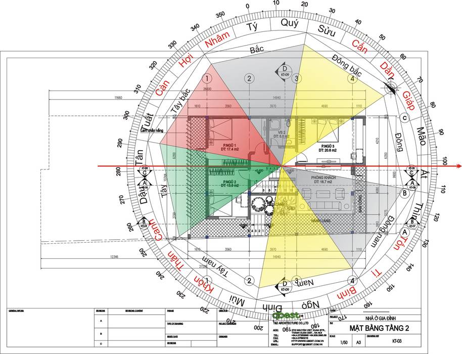 Mặt bằng phân cung phong thủy T2 Công ty TNHH Thiết kế và Ứng dụng QBEST Phòng trẻ em phong cách công nghiệp Desks & chairs