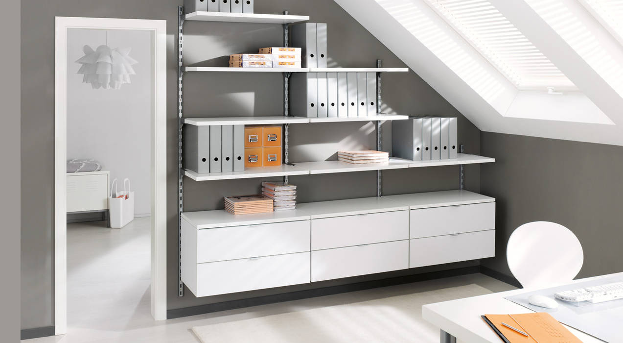 On wall office shelving systems living room by regalraum uk