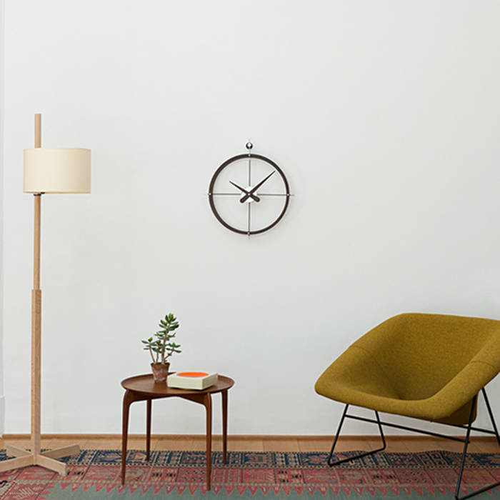 Nomon Dos Puntos Clock - Walnut & Steel Just For Clocks Modern living room Wood Wood effect livingroom,bedroom,wall clock,wooden clock,wooden,wood,modern,interior,decoration,Accessories & decoration