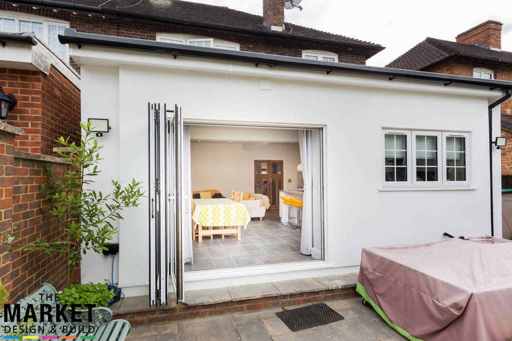 Beautiful, Light Kitchen Extension In London, The Market Design & Build The Market Design & Build Puertas modernas