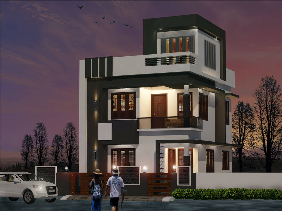 contemporary style villa in 2.8 cent shabin Villas Reinforced concrete contemporary style,glass handrail,wooden door,wooden window,vetrified flooring