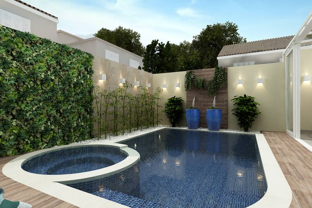 Piscina com Vasos Fonte homify Piscinas de jardim