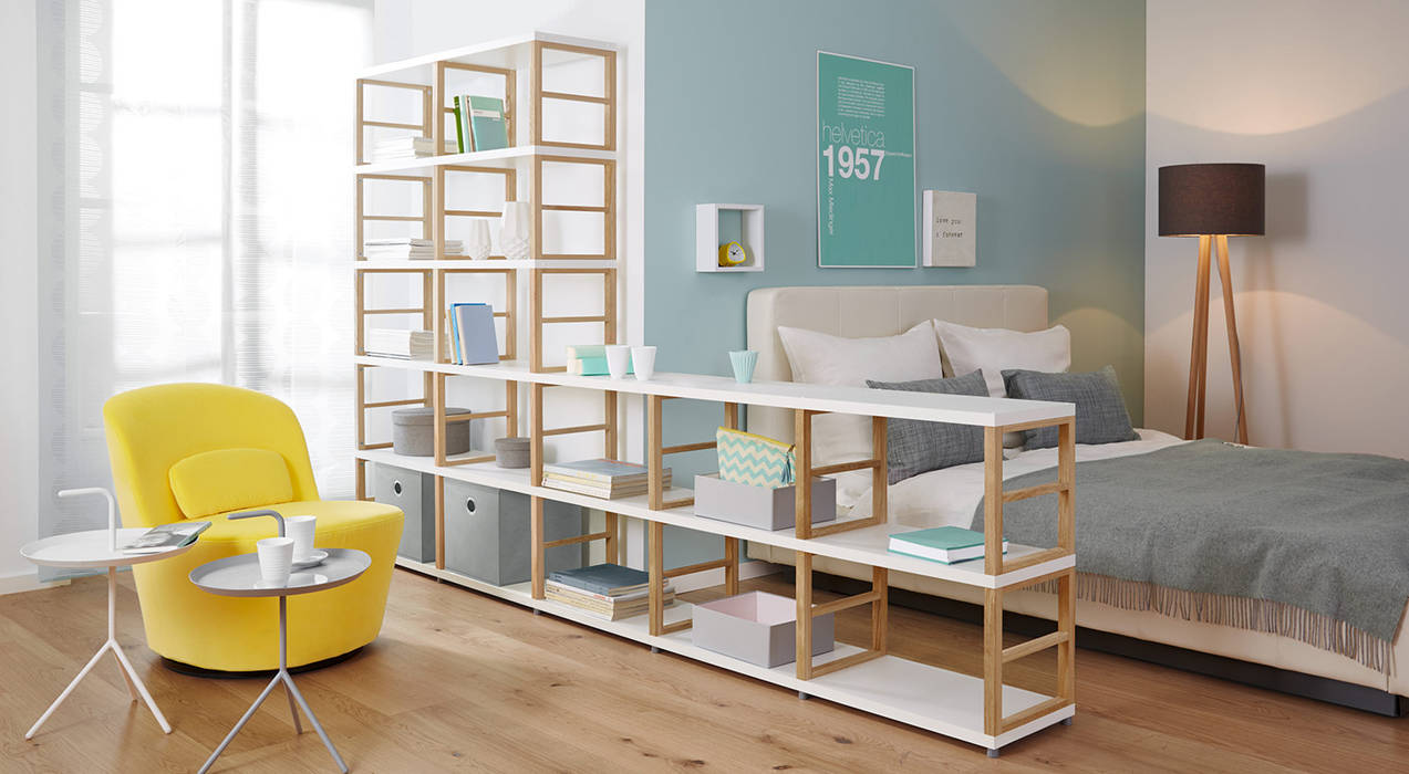MAXX—Open Shelving Units homify Phòng ngủ phong cách Bắc Âu bookcase,roomdivider