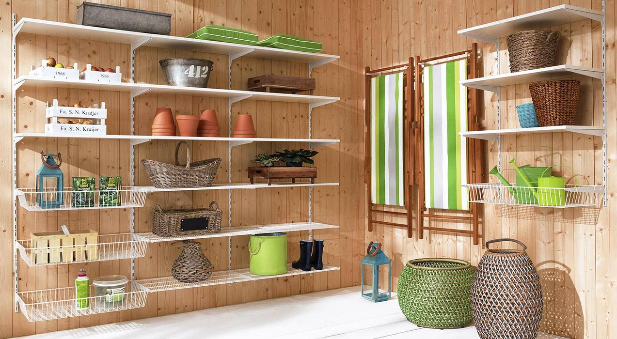 P-SLOT—Wall Shelving System homify Garajes dobles wall shelving system,basement,garage,storage