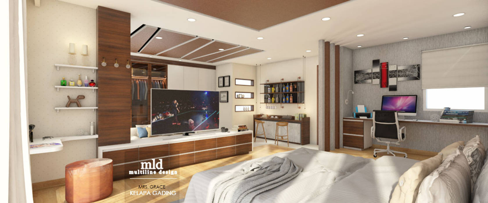 Master Bedroom Design Kelapa Gading - Mediterania, Multiline Design Multiline Design Kamar Tidur Modern