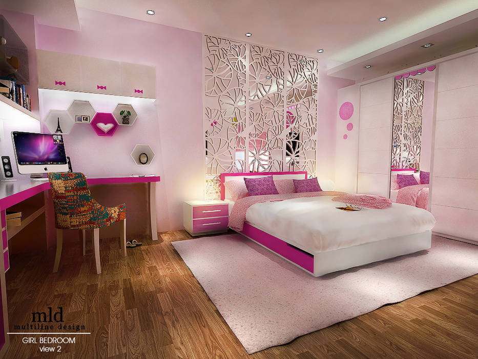 Final Design Multiline Design Kamar tidur anak perempuan