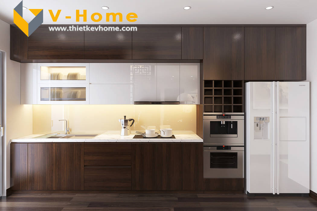 Thiết kế Chung cư Vinhomes – Chị Hiền, Công ty CP Kiến trúc V-Home Công ty CP Kiến trúc V-Home Nhà bếp phong cách hiện đại