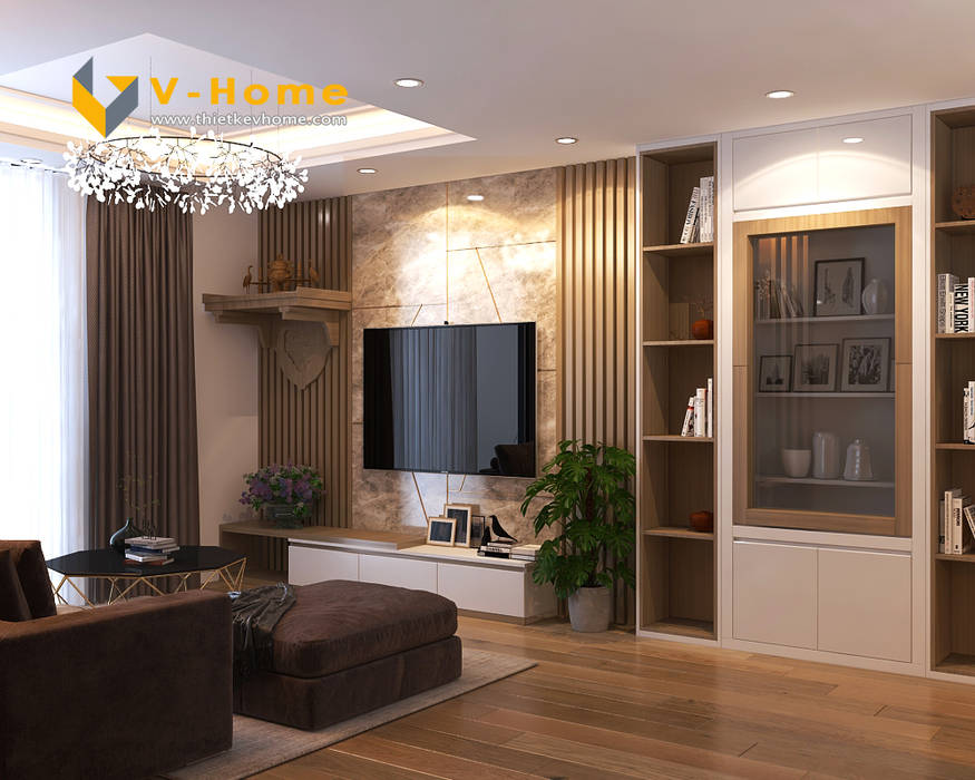 Thiết kế nội thất chung cư Mardarin garden 2, Hoà Phát – Chị An, Công ty CP Kiến trúc V-Home Công ty CP Kiến trúc V-Home Living room