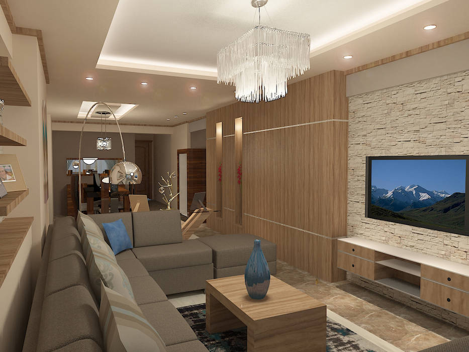 recepation area render 3 Quattro designs غرفة المعيشة ألواح خشب مضغوط حجر,خشب,تلفاز