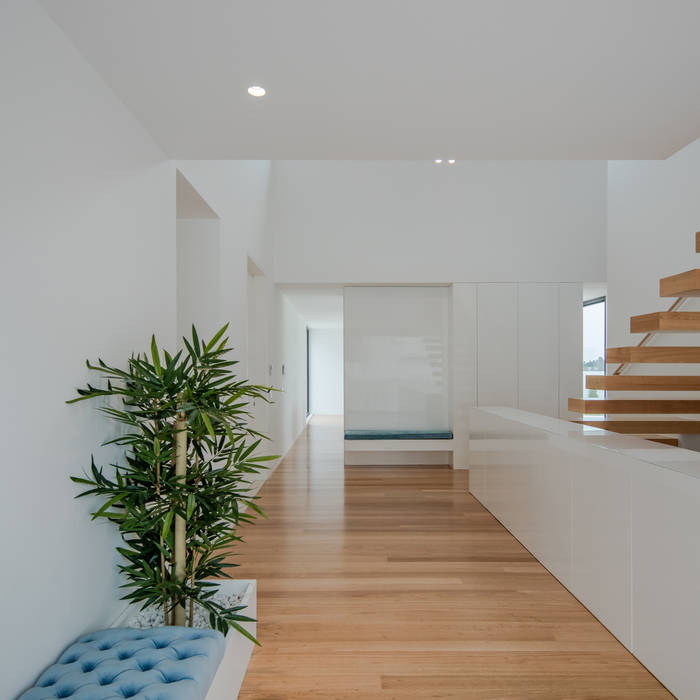 Casa BL, HUGO MONTE | ARQUITECTO HUGO MONTE | ARQUITECTO Minimalist corridor, hallway & stairs Wood Wood effect