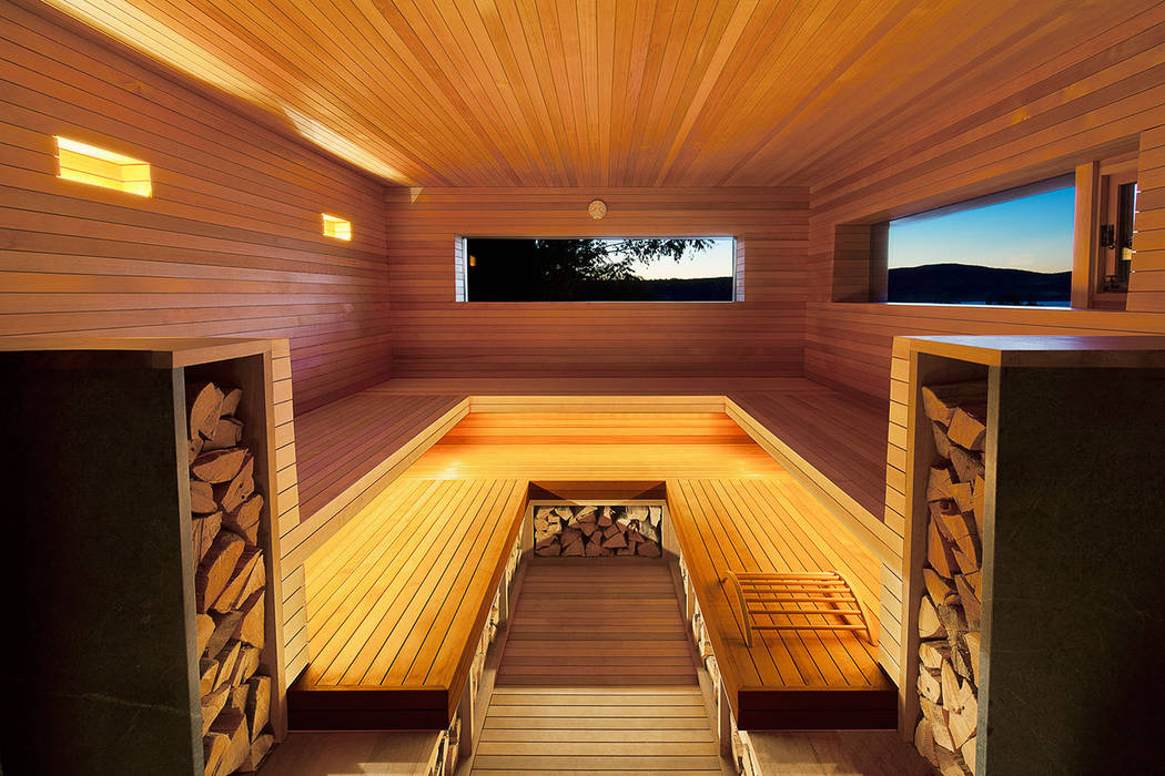 Hudson Valley Spa andretchelistcheffarchitects Sauna cedar,ipe,long windows,modern,spa,scenic,soapstone,hudson,new york