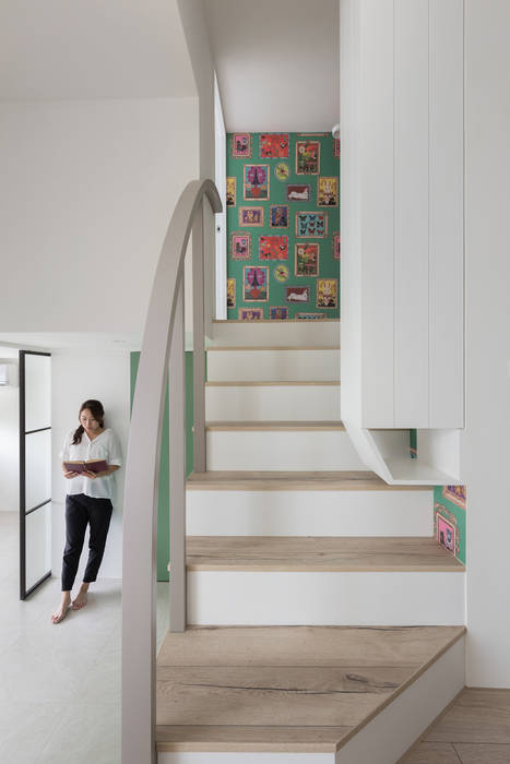花語, 寓子設計 寓子設計 乡村风格的走廊，走廊和楼梯