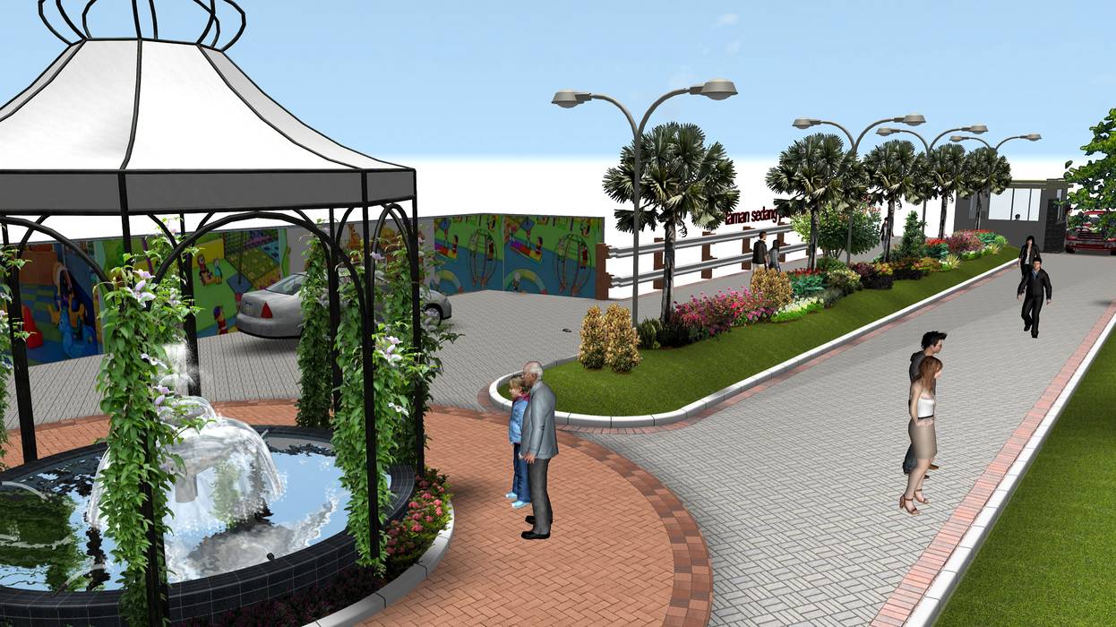 TUKANG TAMAN SURABAYA dan ARSITEK & DESAIN TAMAN, TUKANG TAMAN SURABAYA - jasataman.co.id TUKANG TAMAN SURABAYA - jasataman.co.id Jardines en la fachada Madera Acabado en madera