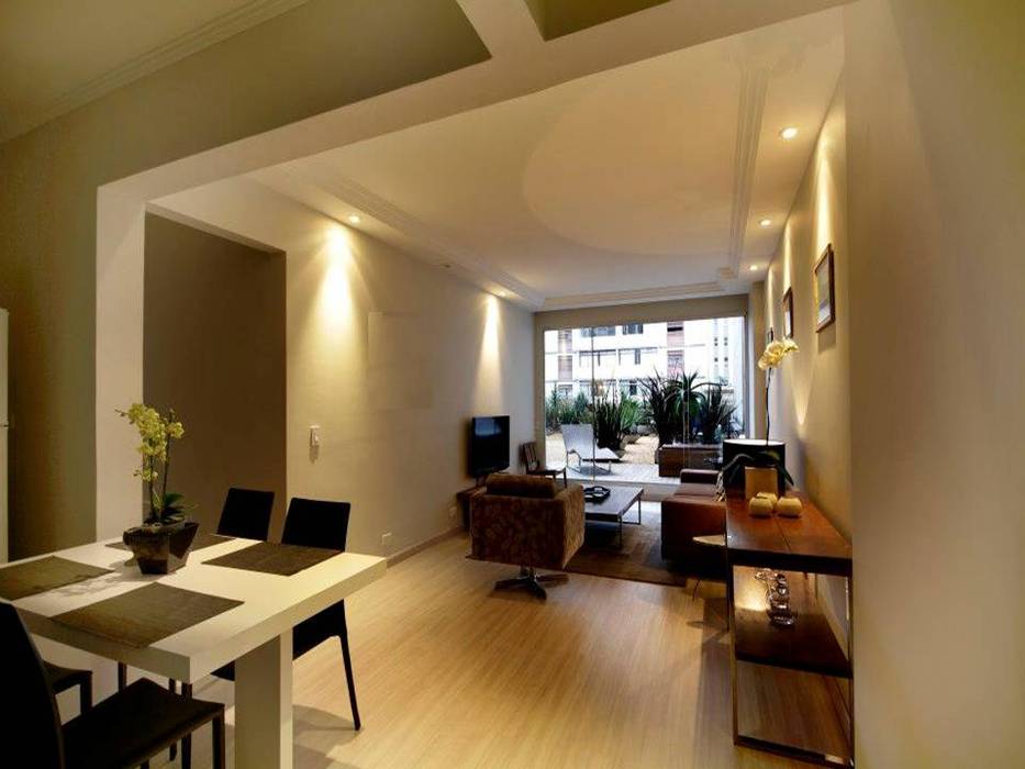 Apartamento E.C., Jardins, São Paulo - Vista do Living André Viana Arquitetura Salas de estar modernas