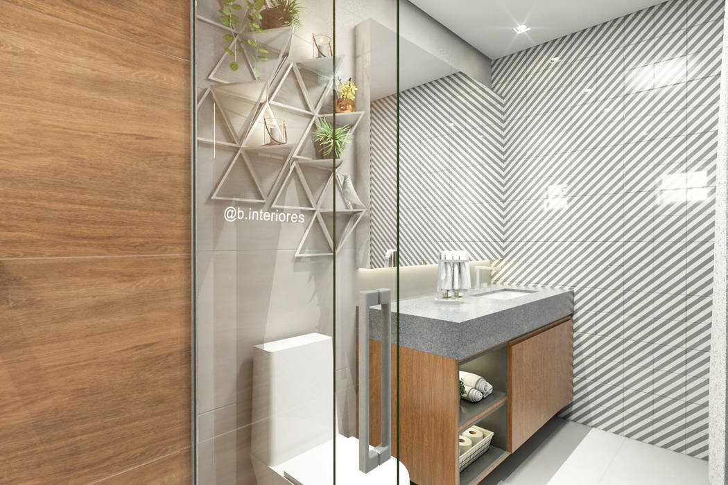 Projeto do banheiro moderno , Bruna Rodrigues Designer de Interiores Bruna Rodrigues Designer de Interiores Modern style bathrooms Concrete