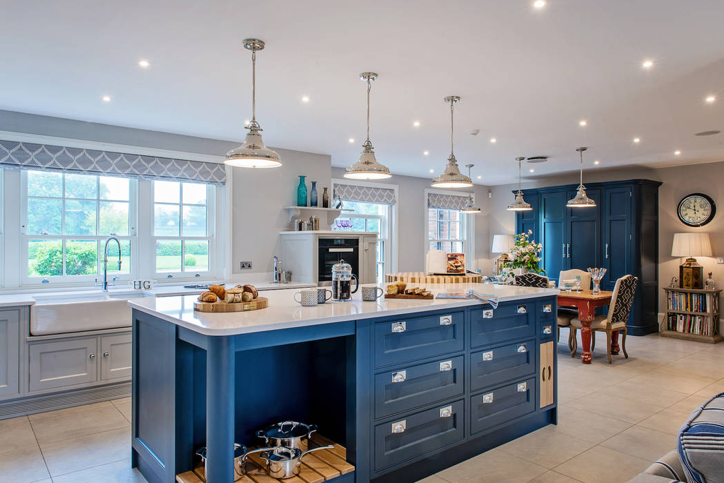 Mr & Mrs G, Kitchens - Maidenhead Raycross Interiors Built-in kitchens bespoke kitchen,kitchens of surrey,quartz,miele,belfast sink,hot tap,classic kitchen,hague blue,pavilion grey
