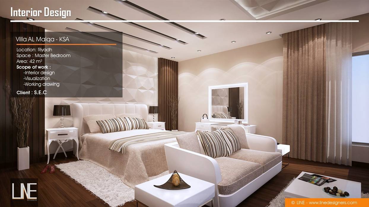 Villa Al Malqa, Line Designers Line Designers غرفة نوم