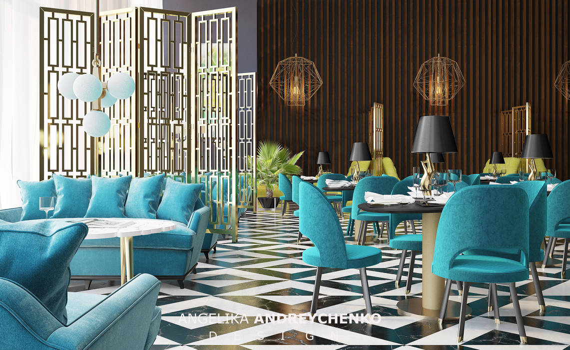 Andrejchenko Anzhelika バー クラブ 大理石 ターコイズ Homify