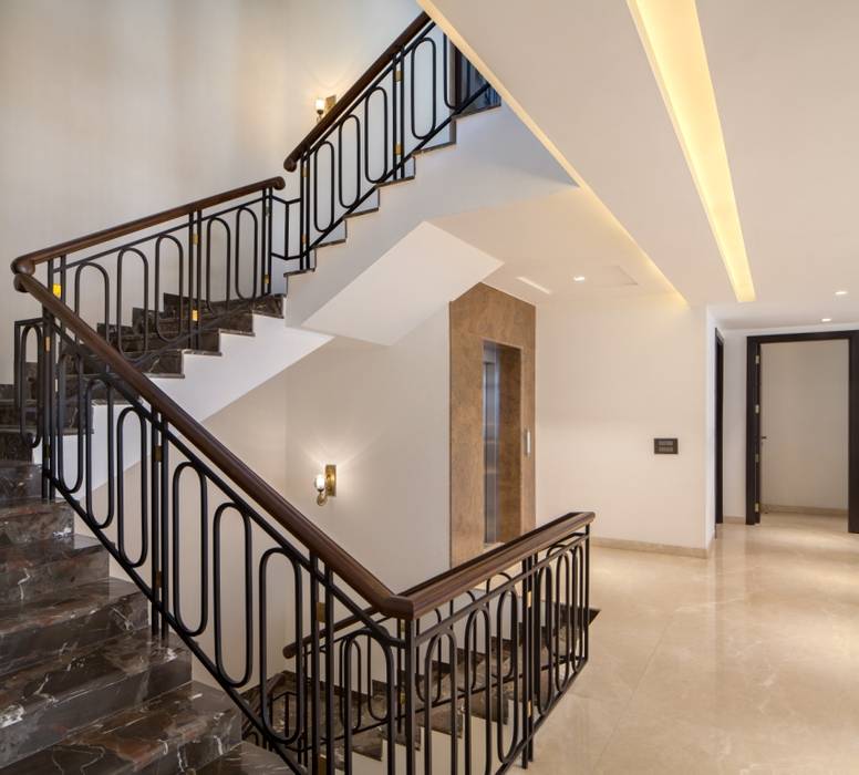 Gujral Residence, groupDCA groupDCA Modern corridor, hallway & stairs