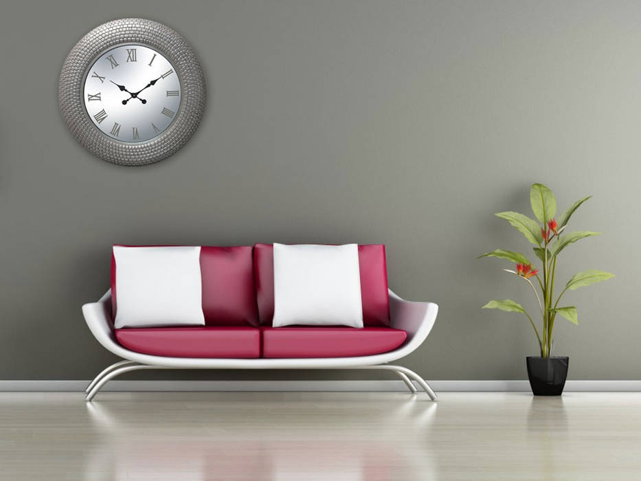 Kairos PU Wall Clock Tile Pattern Silver Rim Just For Clocks Modern living room Ceramic livingroom,bedroom,wall clock,clock,modern,interior,styling,stylish,decoration,Accessories & decoration