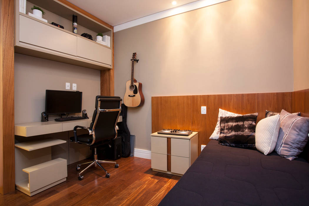 APTO VIRAROURO- SÀO PAULO, andrea carla dinelli arquitetura andrea carla dinelli arquitetura Modern style bedroom Wood Wood effect