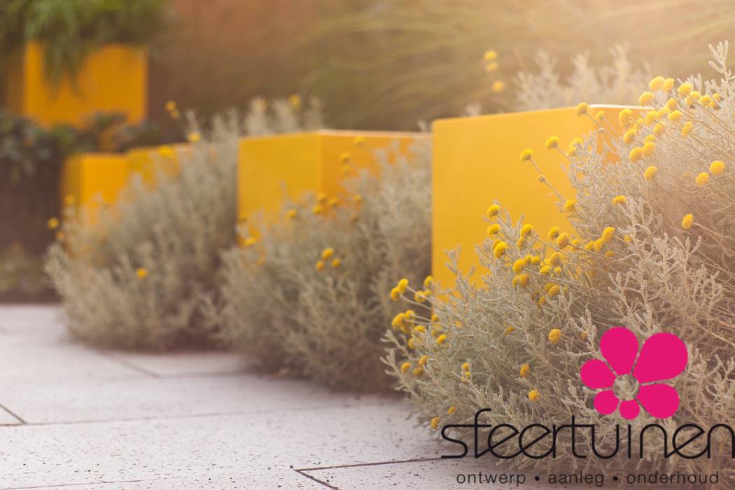 50 Tinten Geel, Sfeertuinen Sfeertuinen Industrial style garden Aluminium/Zinc Yellow