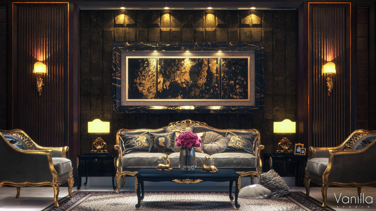 Luxurious Interior New Cairo, Vanilla Studio Vanilla Studio غرفة المعيشة