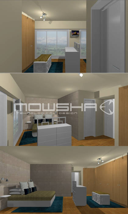 Suite Casal: áreas distintas e desafogadas. Mowsha tek Design Lda