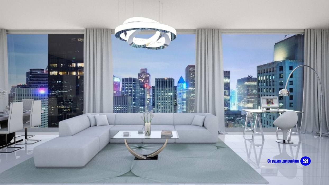high tech futuristic living room